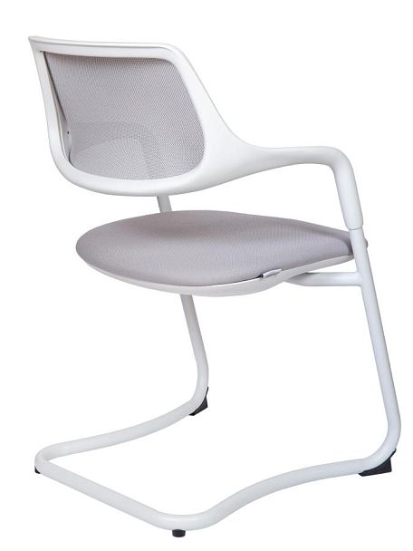 Кресло офисное / Diamond CF / белый пластик / серая сетка / серая ткань - Вид 4