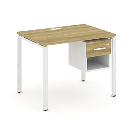 Concept Стол рабочий с подвесной тумбой 1 открытой нишей и одним ящ. CN.SP-117 W Дуб Винченцо/Белый Бриллиант/Металл Белый 980*720*750 - Фото предпросмотра