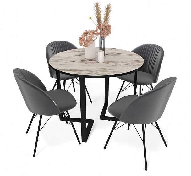 Обеденная группа Sheffilton SHT-DS230 браун стоун/угольно-серый/черн.муар - Вид 2