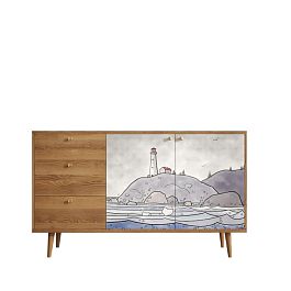 Комод Berber с двумя дверками и ящиками арт BB05/Print_51 - Фото предпросмотра