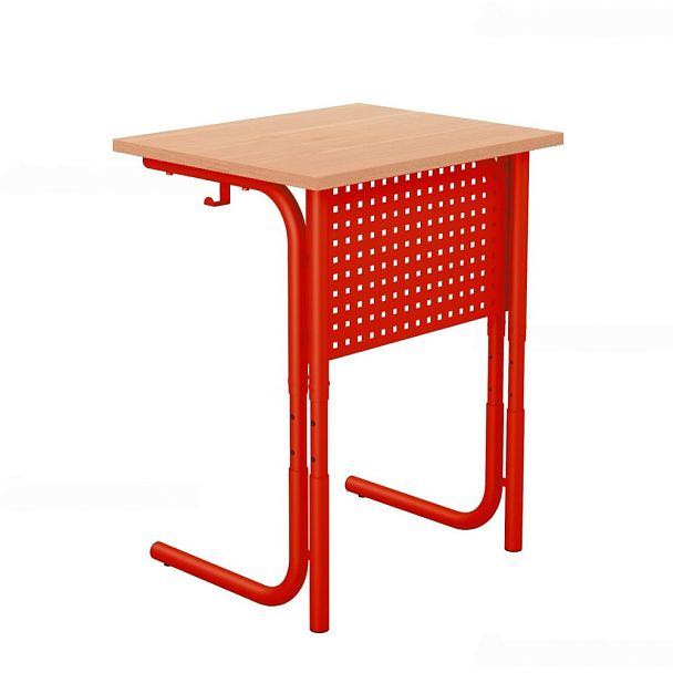 Стол ученический 101РП, 1-местный, регулируемый (экран-перфорация) на круглой трубе (м/к Красный, Синий, Зеленый), гр.3-5 - Вид 2