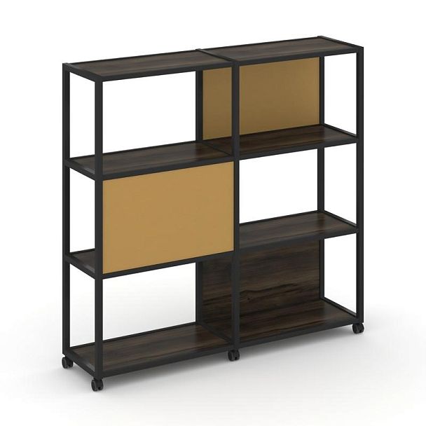 Shelf Mobile Стеллаж 4 уровня 2 секции VR.LT-STK-414.12 Дуб Мали/Металл Черный/W-31 2370*400*1523 - Вид 1