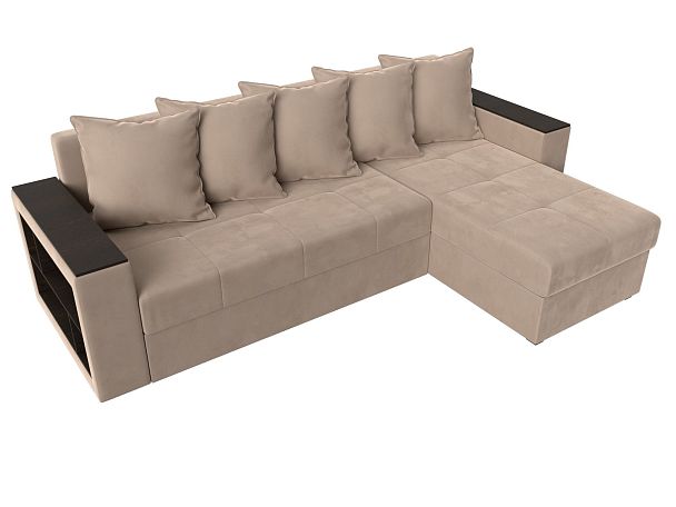 Диван угловой Дубай Лайт угол правый (полностью велюр бежевый) - Вид 5