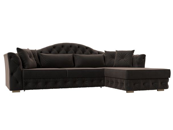 Диван угловой Артис правый угол Велюр коричневый - Вид 1