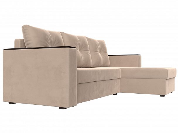 Угловой диван Атланта Лайт Б/С правый (полностью велюр бежевый) - Вид 3