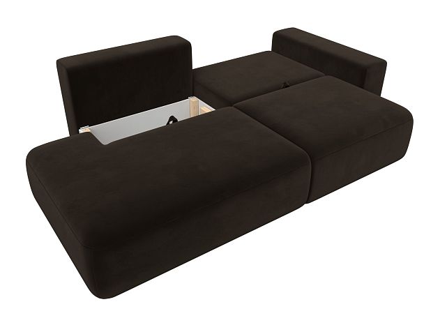 Диван прямой Лига-036 Модерн подлокотник справа Микровельвет коричневый - Вид 8