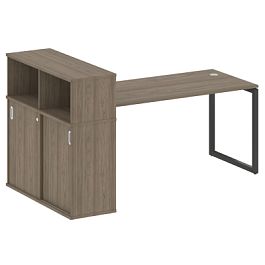 Metal System Quattro Стол письменный с шкафом-купе на О-образном м/к 40БО.РС-СШК-3.4 Т Вяз/Антрацит металл 2010*1120*1098 - Фото предпросмотра