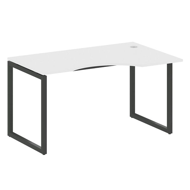 Metal System Quattro Стол криволинейный правый на О-образном м/к 40БО.СА-2 (R) Белый/Антрацит металл 1400*900*750 - Вид 1