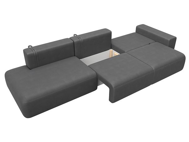 Диван прямой Лига-036 НПБ Модерн Лонг подлокотник справа Искусственная замша серый - Вид 8