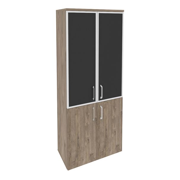 Onix Шкаф высокий широкий O.ST-1.2 R black Тиквуд темный/Стекло black 800*420*1977 - Вид 1
