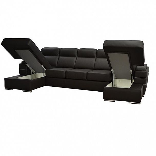 Угловой диван "Манчестер" Оу-3РУ-Оу кожа - Вид 2