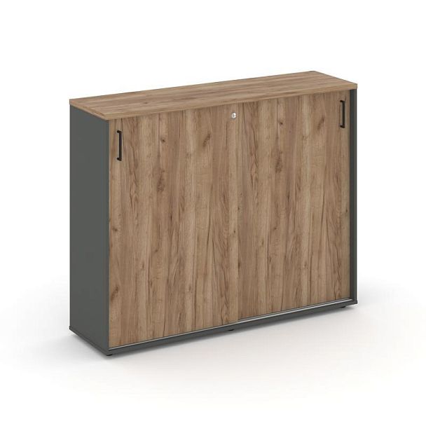 Стайл Проджект Тумба опорная/приставная SN.TOP-172 Антрацит/Дуб Табак/Черный Ручки 1432*400*1150 - Вид 1