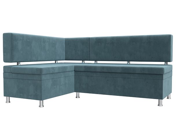 Кухонный уголок Стайл левый (полностью Велюр бирюзовый) - Вид 1