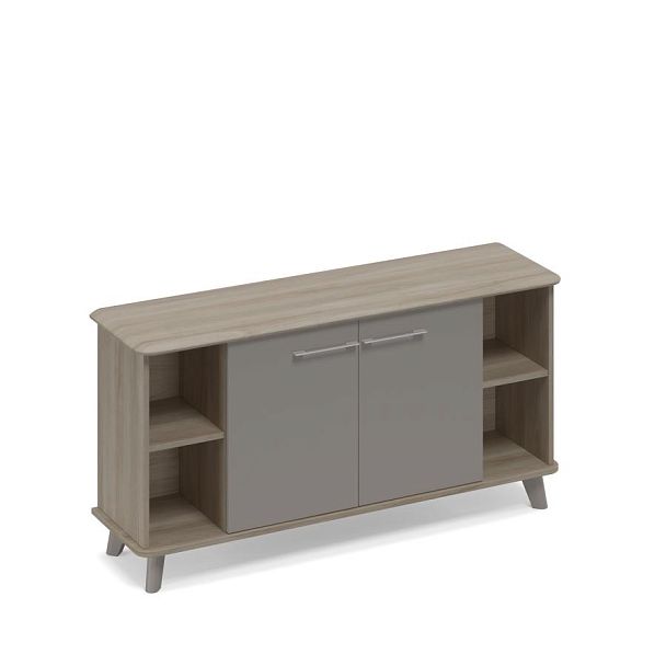 Шкаф низкий полузакрытый греденция Time metal ТМ 340 МП/ВЛ/ВЛ вяз либерти (корпус, столешница, топ) / мокко премиум (фасад) - Вид 1