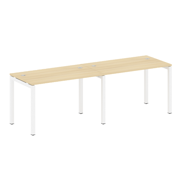 Metal System Quattro Р. ст. на 2 раб. места на П-образном м/к 50БП.СМ-2.2 Акация/Белый металл 2400*720*750 - Вид 1