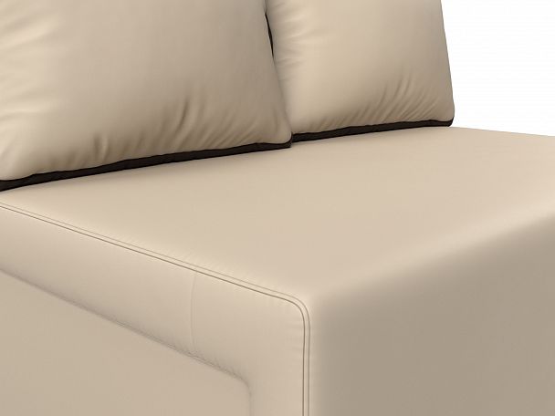 Диван прямой Лагуна (полностью экокожа бежевая, кант экокожа коричневая) - Вид 4