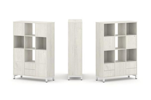 Стайл Проджект Набор стеллажа 2-х сторон., 4 яр. SN.NSD-431 Дуб Наварра/Металл Белый 1121*400*1615 - Вид 1