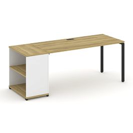 Concept Стол рабочий с опорным стеллажом CN.SP-204 Дуб Винченцо/Белый Бриллиант/Металл Черный 2000*720*750 - Фото предпросмотра