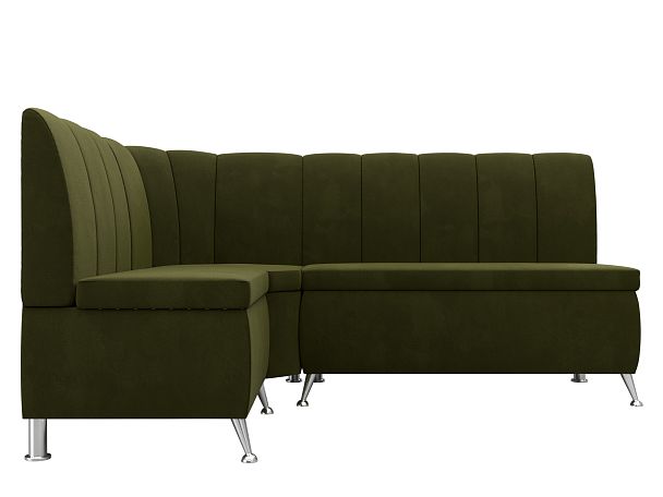 Кухонный угловой диван Кантри левый (полностью микровельвет зеленый) - Вид 2