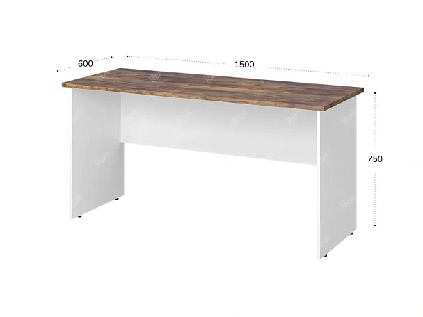TANDEM RTD020-150-SH Стол прямоугольный ун-й 1500х600х750 Таксония шоколадная/Белый - Вид 2