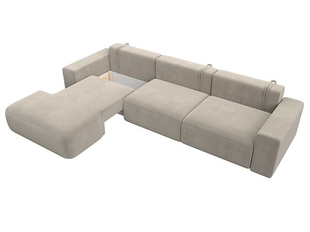 Диван угловой Лига-036 Классик Лонг левый угол Микровельвет бежевый - Вид 7