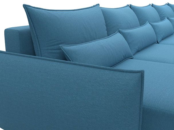 Диван п-образный Лига-051 НПБ МегаЛонг Рогожка голубой - Вид 4