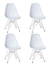 Набор 4 шт Стул обеденный DOBRIN DSR (ножки хром, цвет белый (W-02)) - Фото предпросмотра