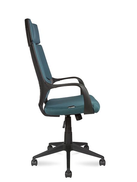 Кресло офисное / IQ / (black plastic blue) черный пластик / голубая ткань - Вид 3