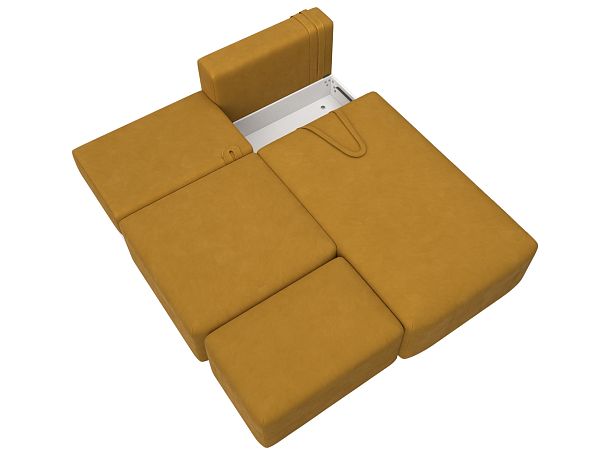 Диван угловой модульный с пуфом Лига-060 НПБ угол универсальный Велюр желтый - Вид 8