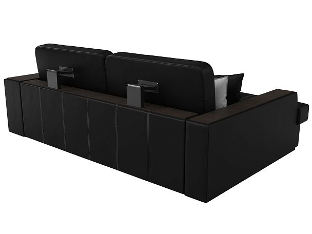 Угловой диван Брюссель левый (полностью экокожа черная) - Вид 6