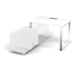 MATRIX 121B103-O Стол прямой с опорой на тумбу, проводник Merida (O-обр. опопры) 1180х780х775 Белый - Фото предпросмотра