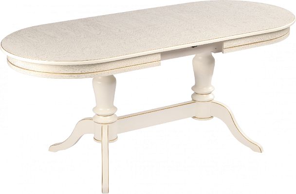 Стол деревянный раздвижной Арей 160(210)х90х76 Слоновая кость с золотой патиной - Вид 5
