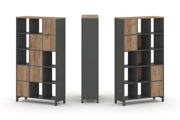 Стайл Проджект Набор стеллажа 1 сторон., 5 яр. SN.NS-531 Антрацит/Дуб Табак/Металл Антрацит 1121*400 - Вид 1