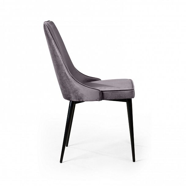 Стул Oliver, бархат светло-серый 26/ чёрный конус - Вид 4