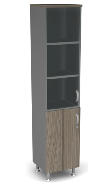 Пенал закрытый комби стекло L,R ДВП Берлин Дрифтвуд/Серый ШКС51-45 з/с ДВП - Вид 2