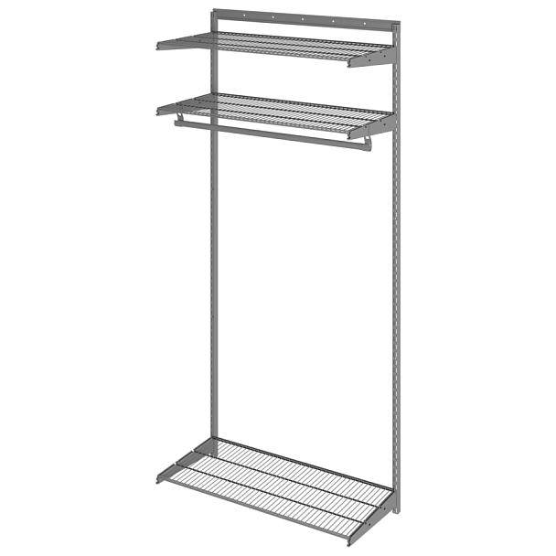 Гардеробная система BASIC G90, 2050х930х450 мм, 3 полки, 1 штанга, графит, S70299914515 - Вид 1