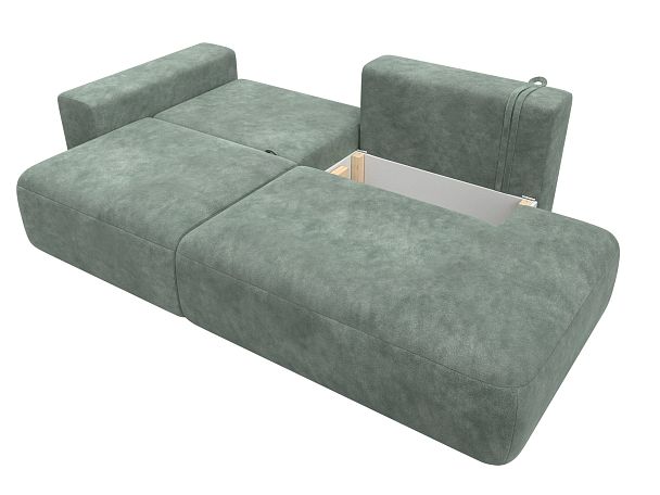 Диван прямой Лига-036 НПБ Модерн подлокотник слева Велюр зеленый - Вид 8