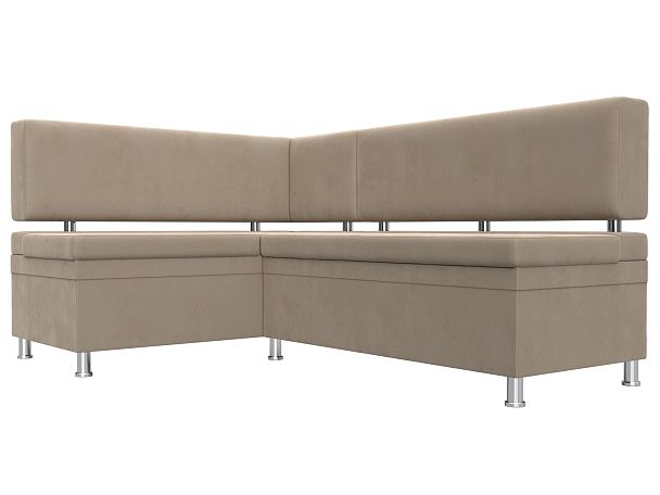 Кухонный уголок Стайл левый (полностью велюр бежевый) - Вид 3