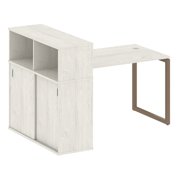 Metal System Quattro Стол письменный с шкафом-купе на О-образном м/к 40БО.РС-СШК-3.2 Т Дуб наварра/Мокко металл 1610*1120*1098 - Вид 1