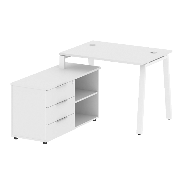 Metal System Р. ст. с тумбой на А-образном м/к БА.РС-СТС-2.1 (L) Белый/Белый металл 1100*1520*750 - Вид 1