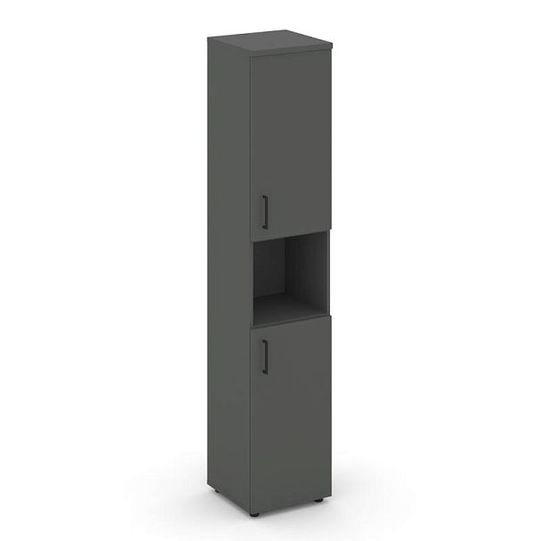 Стайл Проджект Шкаф высокий узкий SN.STU.E-107(R) Антрацит/Черный Ручки 400*400*1982 - Вид 1