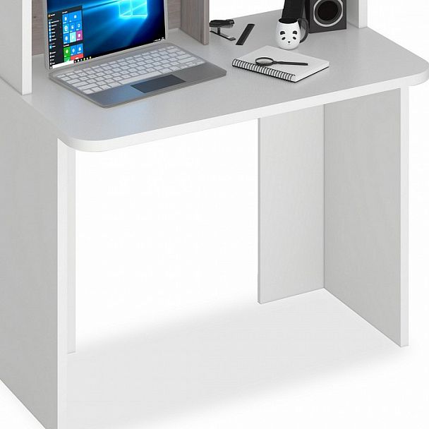 Стол компьютерный Домино Lite СКЛ-Прям100Р+НКЛ-100 Белый/Нельсон - Вид 4