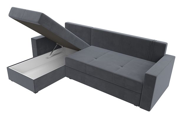 Диван угловой Верона Лайт угол левый (полностью велюр серый) - Вид 9