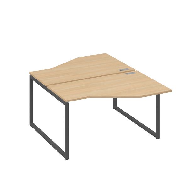 Рабочая станция со столами (2х140) Техно на каркасе QUATTRO A4 А4 Б4 187 БП натуральный дуб / металлокаркас антрацит - Вид 1