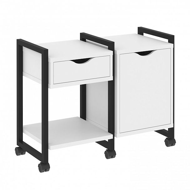 Тумба на колесах наборная "Loft" VR.L-TN-3.K белый бриллиант/черный - Вид 1