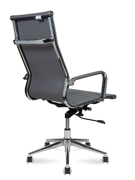 Кресло Техно / хром / серая экокожа - Вид 4