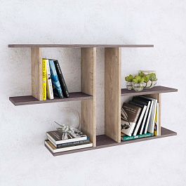 Полка навесная ПН-4 (1050*600*180) ясень анкор темный/дуб эндгрейн - Фото предпросмотра