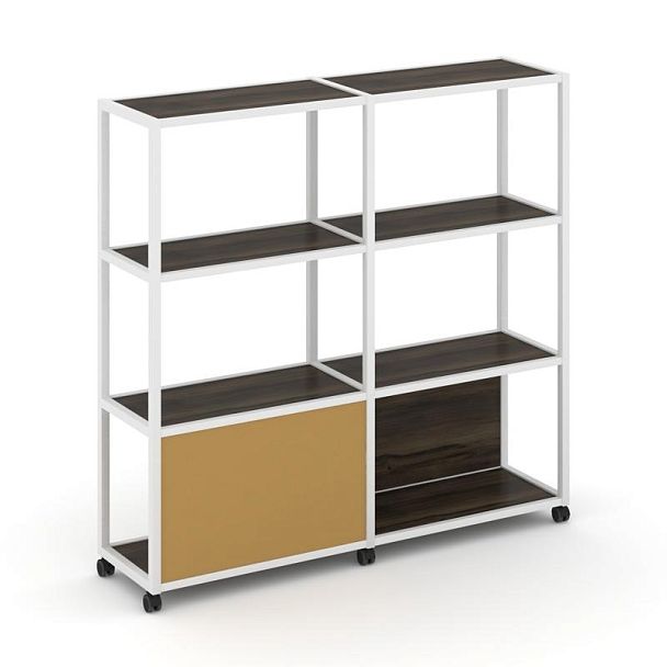 Shelf Mobile Стеллаж 4 уровня 2 секции VR.LT-STK-413.08 Дуб Мали/Металл Белый/W-31 1570*400*1523 - Вид 1