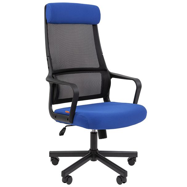 Кресло CHAIRMAN 590, ткань/сетка, черный/синий - Вид 1