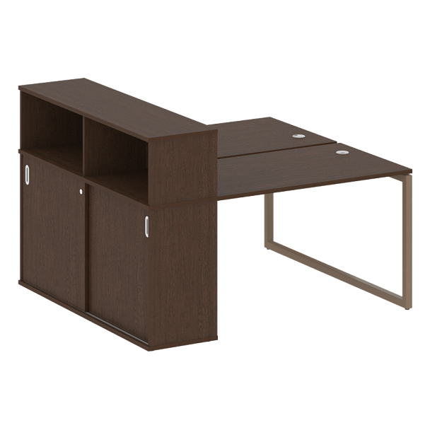 Metal System Quattro Р. ст. с шкафом-купе на О-образном м/к 40БО.РС-СШК-2.2 Т Венге/Мокко металл 1610*1475*1098 - Вид 1